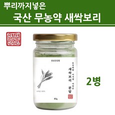 뿌리까지넣은 국산새싹보리분말 가루 100% 제주도 무농약 친환경 저온 건조 비가열 어린 보리잎 보리순 파우더 프리미엄 국내산, 2개, 80g
