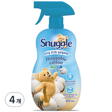 스너글 포근한 섬유탈취제 허거블 코튼 본품, 470ml, 4개