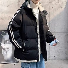 남성용 오버핏 스트라이프 패딩 점퍼