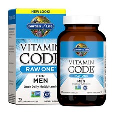 항산화제 멀티비타민 Garden of Life 가든 오브 라이프 비타민 코드 로우 원 포 맨 75 베지캡슐 Vitamin Code Raw One for Men Vegetarian, 1개, 75정