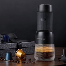 ACA 휴대용 커피머신 캡슐커피 원두커피 에스프레소 머신 듀얼프레소 핸드 프레소, 블랙
