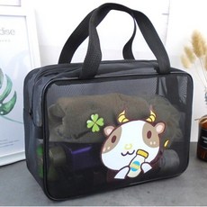 애니멀 라운드메쉬 목욕가방 물빠지는 목욕바구니 사우나 욕실용품 목욕탕, 1개, 우유좋소, 우유좋소