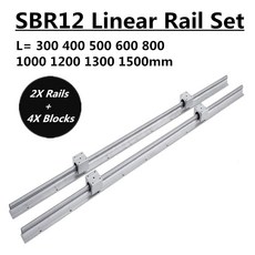 완전 지원 선형 레일 슬라이드 샤프트 로드 SBR12 300 400 500 600 800 1000 1200 1500mm 베어링 블록 4