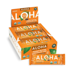 [미국 직구 프로틴바] 알로하 Aloha 유기농 프로틴바 피넛버터 초콜릿 칩 12개입, 56g