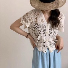 케이셀 수영복커버업 망사니트 그물니트 여름니트 나시니트