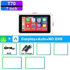 안드로이드 오토 올인원 네비게이션 JMCQ 무선 카플레이 화면 자동차 DVR 휴대용 터치스크린 4K 대시 캠 1080P 카메라 GPS 내비게이션 블루투스 AUX 11.26 인치, 없음, 3) T70-7 INCH-NO DVR - 32G