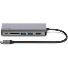 Belkin USB C 허브 4K HDMI가 된 6in1 멀티포트 어댑터 독 USBC 100W PD 패스스루 충전 2x A 기가비트 이더넷 포트 맥북 Pro Air 아이패드 XPS