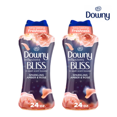 [Downy] [1+1] 다우니 데오도라이저 인퓨전 앰버 & 로즈 680g 대용량 2개 아로마쥬얼 향기 부스터 퍼퓸쥬얼 알갱이 Downy Scented Booster Beads, 1세트