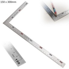 1pc 금속 스틸 스퀘어 세트 90도 각도 메트릭 트라이 마이 터 스퀘어 눈금자 150 x 300mm 250x500mm 측정 장비, 150x300mm