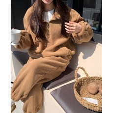 양털 후리스 밑단 스트링 아노락 밴딩 조거 팬츠 셋트