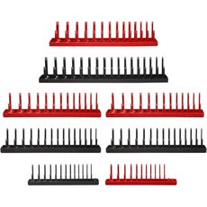 6PCS 소켓 정리함 트레이 세트 레드 SAE 및 블랙 메트릭 보관 14인치 38인치 12인치 드라이브 깊고 얕은 홀더 공구함용, 8pcs socket organizer (store 2