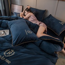 이불커버 북유럽스타일의 화려한스타일 두꺼운 산호벨벳 사종 커버겨울 플란넬 침대커버 침대위 쓰리피스, C05-2.0m침대(침대커버 상품 4세트)-적합 220