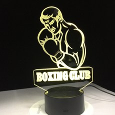 권투 남자 3d led 야간 조명 비주얼 모델링 복싱 클럽 애호가 터치 버튼 usb 테이블 램프 홈 장식 잠자는 빛, 1개, Without Controller^0