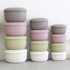 실리콘 밀폐 용기 도시락 냉동 냉장고 정리 이유식 밥 반찬 소분 보관 전자레인지 통 팩, 1개, S(180ml)올리브