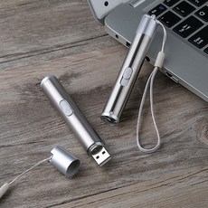 미니 레이저 포인터 펜 USB 충전식 3 1 레드 라이트 + 화이트 LED 토치 UV 손전등 고양이 개 애완 동물 장, 한개옵션0