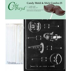 Cybrtrayd 45St25-K114 Harry The Wizard 모듬 롤리 초콜릿 캔디 몰드 25 Cybrtrayd 4.5 "롤리팝 스틱, 단일옵션