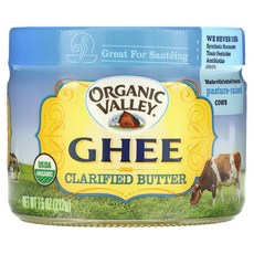 OrganicValley 기Ghee 무염 정제 버터 212gX2개 유기농 베이킹 요리적함, 212g, Ghee정제버터 212g X 2개