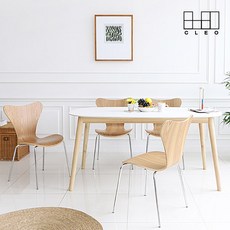 끌레오 폴라 4인용 고무나무 원목 양면 세라믹 식탁세트 1600+에펠체어4 CL400, 1600 타원형 양면 유광 마블+화이트 세라믹, 의자 4개 선택(색상 배송메세지 기재)