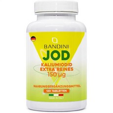 [B09XP77NNJ] BANDINI 반디니 요오드 1정당 150g(mcg) I 요오드화 칼륨 120정 및 기능 정상화에 기여하는 요오드(EFSA) 최적의 고용량 테스트 완료, 1개