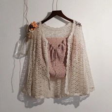 그물 니트 볼레로 뜨개 시스루 여성 가디건 얇은 해변 가운 크롭