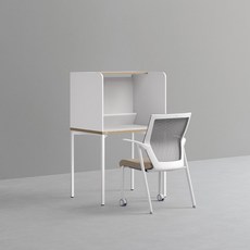 데스커 800x600 독서실 책상 (기본형) + 아이블 의자 DSDAB0801J, 화이트+화이트