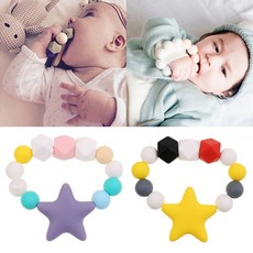 Royalways 2pc 실리콘 젖니 젖꼭지 아기 노리개 사슬은 BPA 자유로운 Teether 장난감을 구슬로 장식합니다, As Described