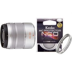 마이크로 포서드용 파나소닉 망원 줌 렌즈 Lumix G VARIO 45150mmF4.05.6 ASPH.MEGA OIS Silver HFS45150S 및 Kenko 52mm 필터, 실버(S)_망원 줌 렌즈+렌즈 필터 302521, 1개