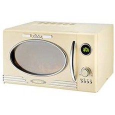Efbe-Schott 레트로 전자레인지 LED디스플레이 25리터 900-1000W SC MW 2500DG [유럽배송], 크림