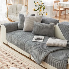 따뜻한 닦았 커버 Slipcovers 소파 타월 유니버설 미끄럼 방지 소파 커버 거실 장식 카파 드 소파, [02] W70 x L150cm 1pcs, 회색, 1개