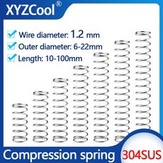 리턴 압축 스프링 기계 코일 압력 릴리스 스테인레스 스틸 댐핑 와이어 직경 1 2mm 10, 8mm, 1.2mm, 10mm, 1개