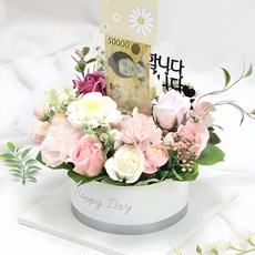 해피데이 반전 용돈 비누꽃 플라워 케이크, 핑크 핑크