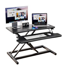 ZOZOFO 전동 에어 리프트 높이조절 테이블 스탠딩 노트북 게이밍 책상 사무실 책상, 블랙