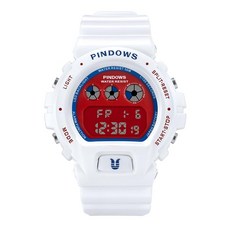 PINDOWS 남성 디지털 스포츠 시계 50M 방수 LED 라이트 포함 스톱워치 알람 타이머 탑재 다기능 야외, 1개, 상세페이지 참조