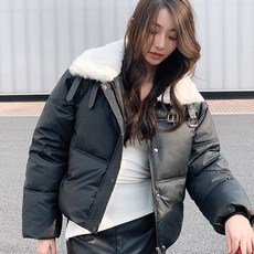 고잉고잉 무스탕 크롭 카라 양털 패딩 점퍼