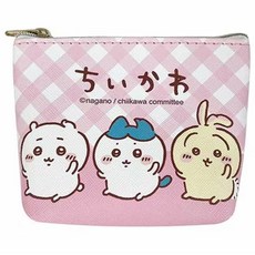 Chiikawa 吉伊卡哇 斜紋皮革錢包, 粉色