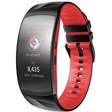 갤럭시 기어핏2 핏2프로 실리콘 스트랩 밴드 W203 라지 ANCOOL Compatible with Gear Fit2 Pro Bands Soft, One Color_BlackRed, One Color_BlackRed, One Color