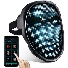 ZENEE 핼러윈 마스크 블루투스 LED 디스플레이 스마트 체면전환기 스마트 체인지 cosplay mask, AA형 배터리
