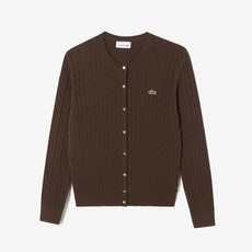 매장정품 라코스테 LACOSTE 공식브랜드관 여성 케이블 크루넥 가디건 AF091E-54N SHI 브라운 1501887