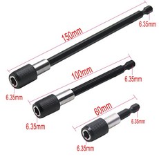 3pc 60100150mm 전기 드릴 연결로드 세트 16 진수 전자 스크루 드라이버 홀더 연장 전원 도구에 대 한 연결 막대, 1