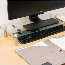 강화유리모니터받침대 컴퓨터 높이조절 모니터 선반 거치대 사무실 데스크, 560X240(중)