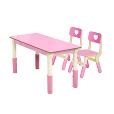 하이스위티 아동유아용 높이조절 2인세트(책상+1-의자+2) 아동용 책상의자, 핑크