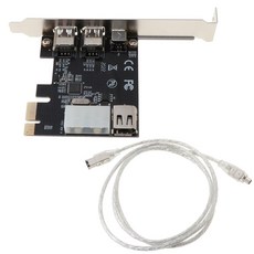 PCI-e 1X IEEE 1394A 4포트(3+1) 데스크톱 PC용 Firewire 카드 어댑터 6-4핀 케이블, 한개옵션0