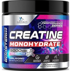Nature's Nutrition 미분화 크레아틴 모노하이드레이트 파우더 - 100% 순수 무향 1인분 5000mg (5g) 아미노산 보충제가 근육 형성 및 ATP 세포 에너지 지, 성인남녀공용, 분말, 300g, 1개