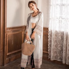 젠바이젠 시원한소재 여름 휴양지 비치 비키니 수영복 커버업 에스닉 로브 가디건