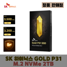 [정품] SK하이닉스 GOLD P31 NVMe SSD 2TB AS 5년