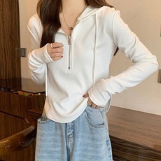 기본핏 데일리 캐주얼 긴팔티셔프 후드티 반집업