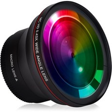니콘 D3400 D3500 D5500 D5600 및 소니 알파 카메라용 55MM 0.43배 프로페셔널 HD 광각 렌즈마크로 부분 무료 렌즈 클린 천 스토어 백.