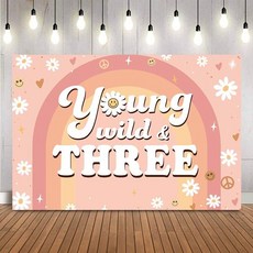  용돈박스 젊은 배경의 소녀 번째 생일 파티 배경 레인보우 핑크 70 년대 테마 장식 용돈케이크, Style-1, ThinVinyl-300x250cm 