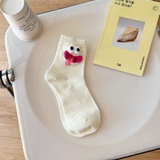 엽기 여자 양말 중통 양말 순면 백합 이모티콘 못생긴 조수 양말 귀엽다 서양식 한국 동대문 소수, 엽기 표정 양말【화이트】1켤레, 프리사이즈, 1개