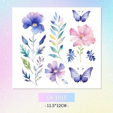 떨샵 나비 컬러 타투스티커 방수 감성헤나 패션문신 90번, CA-1015, 2개